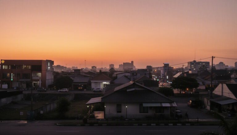Langit Senja di Ujung Kota Padang Menghampar Tenang Oranye